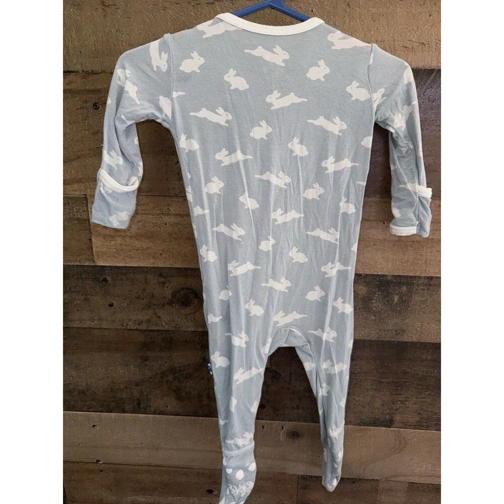 Kickee Pants Bamboo Sleeper Size 3-6 Months Blue Bunnies
